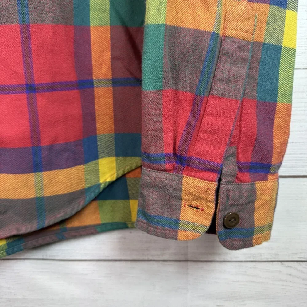 J. Crew Mens Midweight Plaid Flannel Workshirt Cotton Size XL